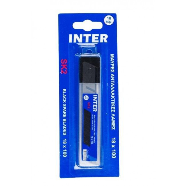 Μαύρη Λάμα Για Κόπτες Μοκέτας Σετ 18x100mm 10τεμαχίων Inter