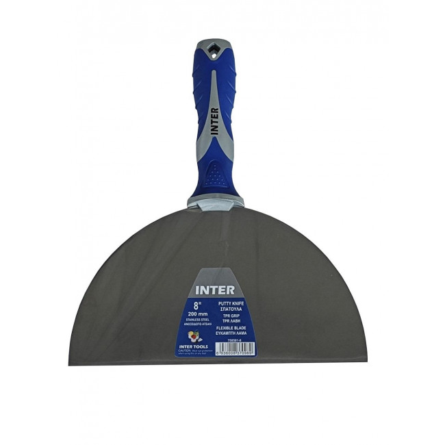 Σπάτουλα Φαρδιά Λαστιχένια Λαβή ΙΝΟΧ λάμα Inter