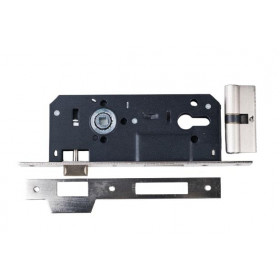 Κλειδαριά Φαρδιά 60mm Κύλινδρος Νίκελ Πλάκα ΒΚ/45 Inter